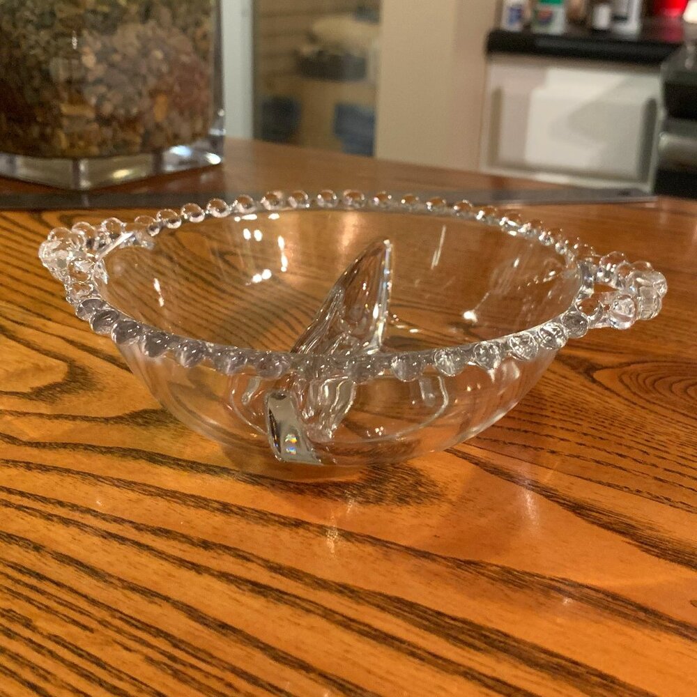 Vintage Imperial Candlewick Divided Bowl with Beaded Handles
